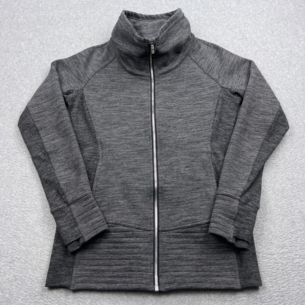 Lululemon Radiant Jacket II Womens 10 Grey Heather Cotton Fleece Full Zip W4BEQS